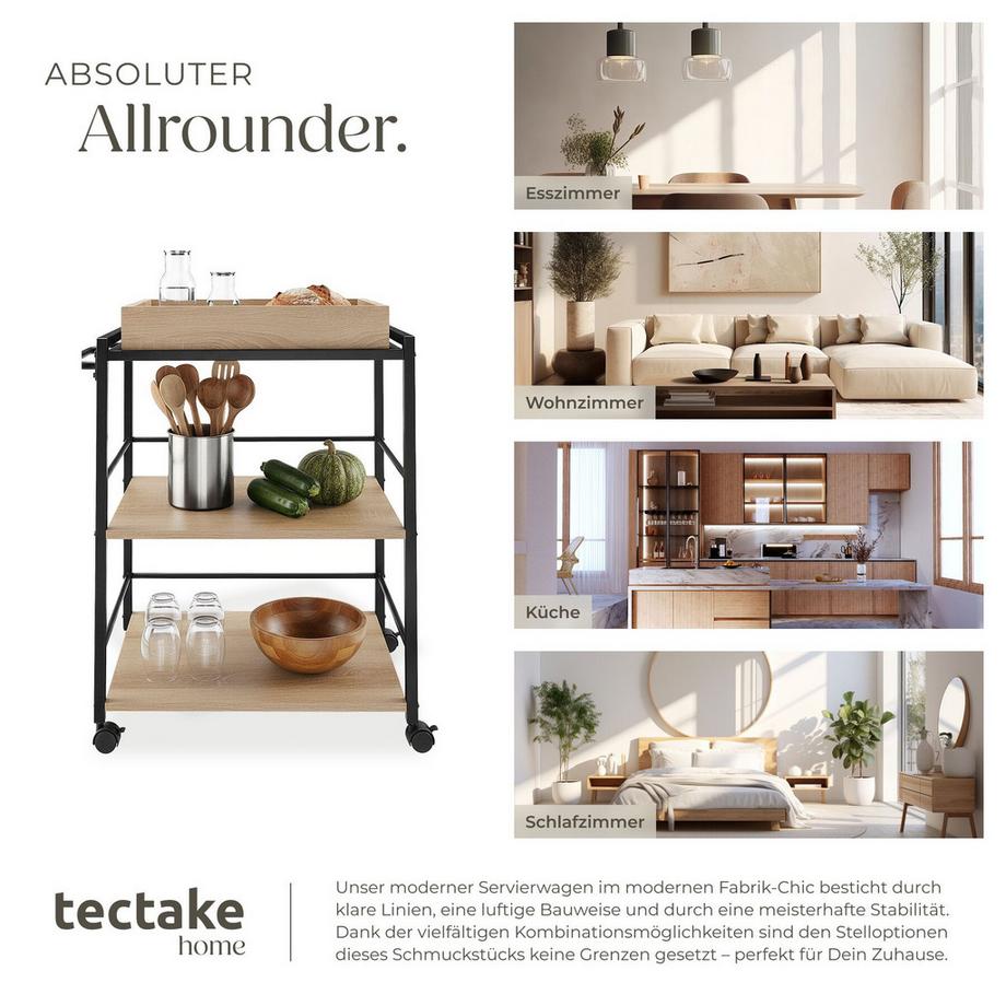 Tectake Chariot de service WORCESTER style industriel  