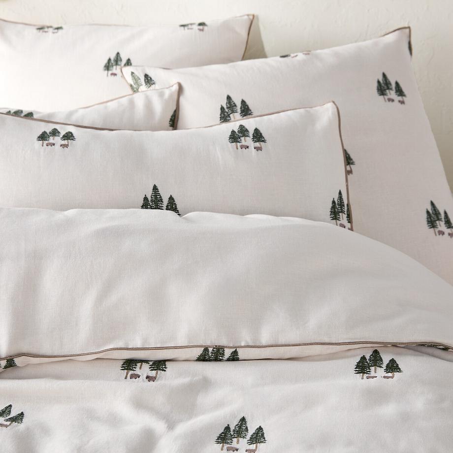 La Redoute Intérieurs Anton Cotone Lino Lavato Copripiumino Ricamato  