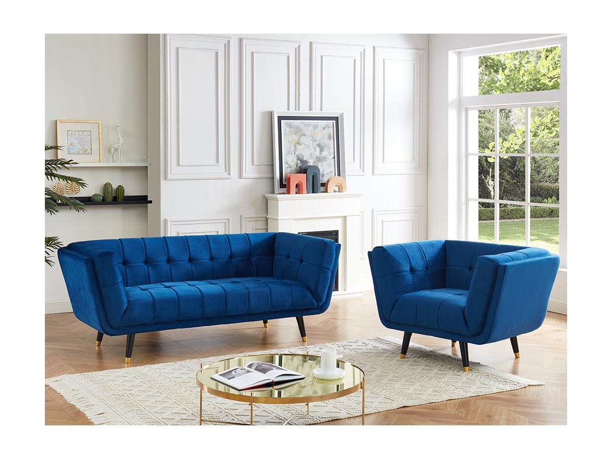 Vente-unique 3SitzerSofa Samt SAMANTHA II  