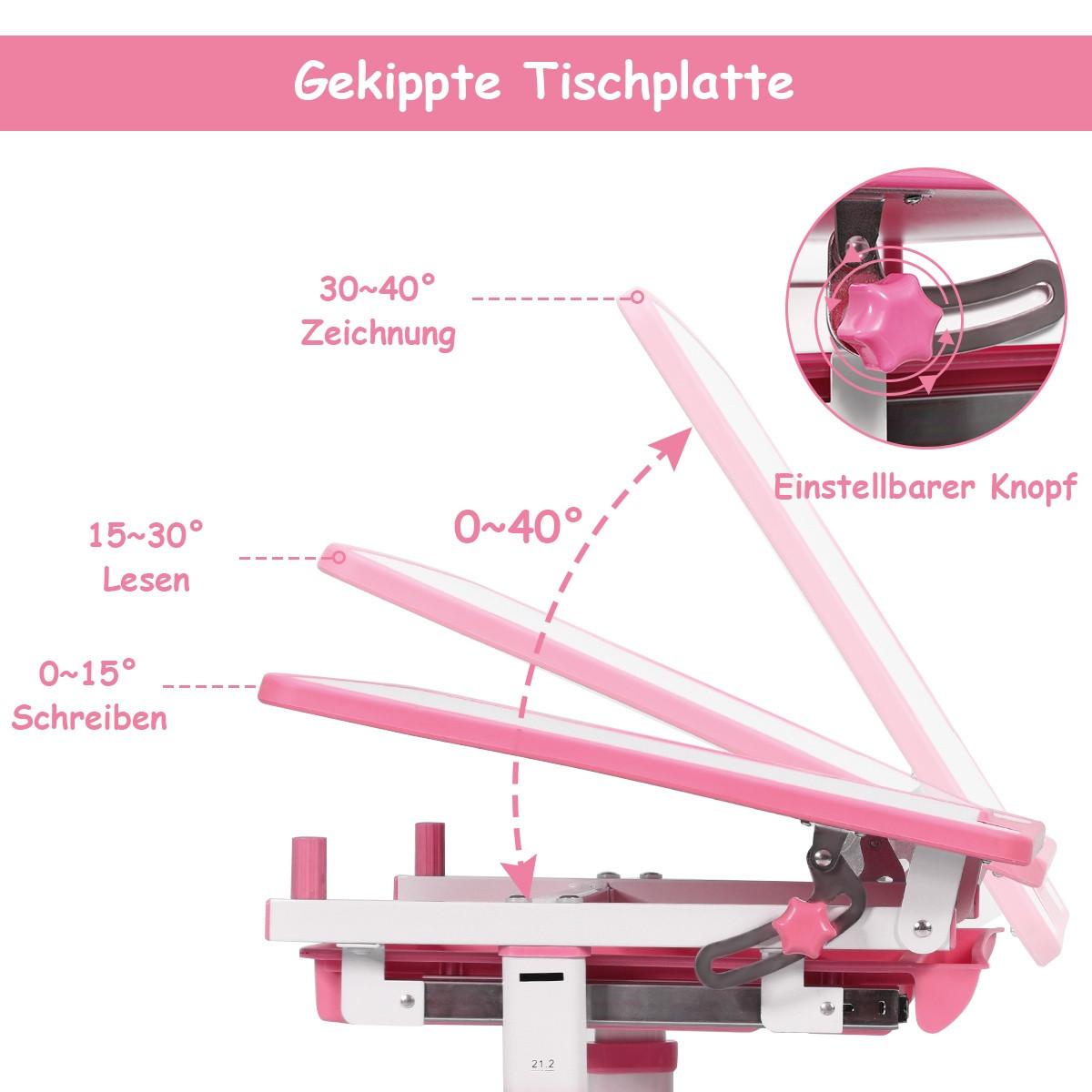 Northix Scrivania inclinabile per bambini, scrivania per giovani, rosa  