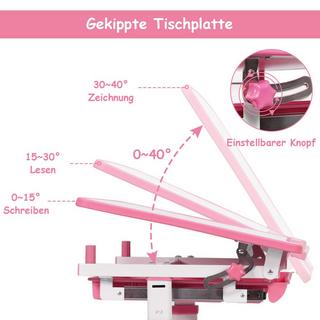 Northix Scrivania inclinabile per bambini, scrivania per giovani, rosa  