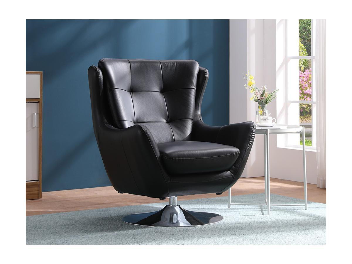 Vente-unique Fauteuil pivotant en cuir ANABA  