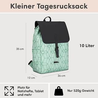 Only-bags.store Rucksack Small Mint Pattern - Ida - Kleiner Rucksack für Freizeit, Uni oder City - Mit Laptopfach  