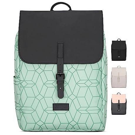 Only-bags.store Rucksack Small Mint Pattern - Ida - Kleiner Rucksack für Freizeit, Uni oder City - Mit Laptopfach  