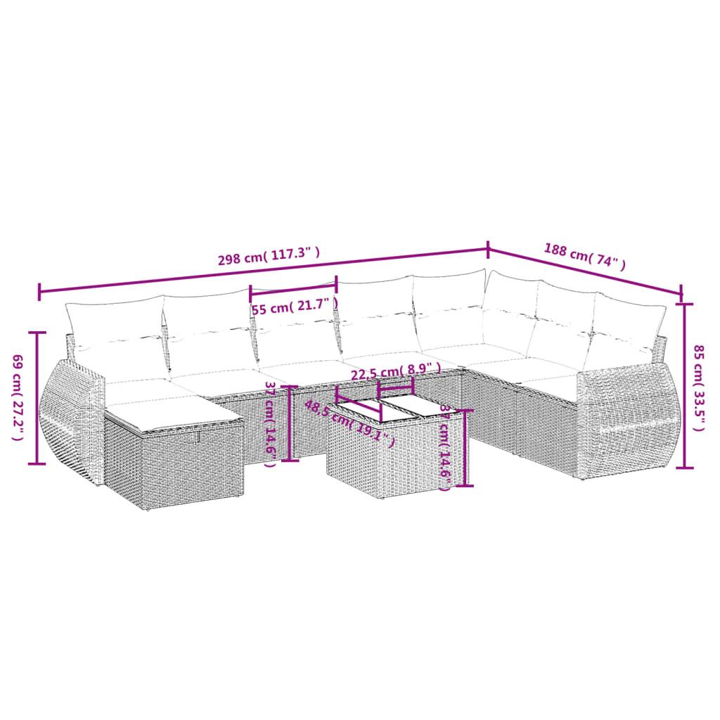 VidaXL set divano da giardino Polirattan  