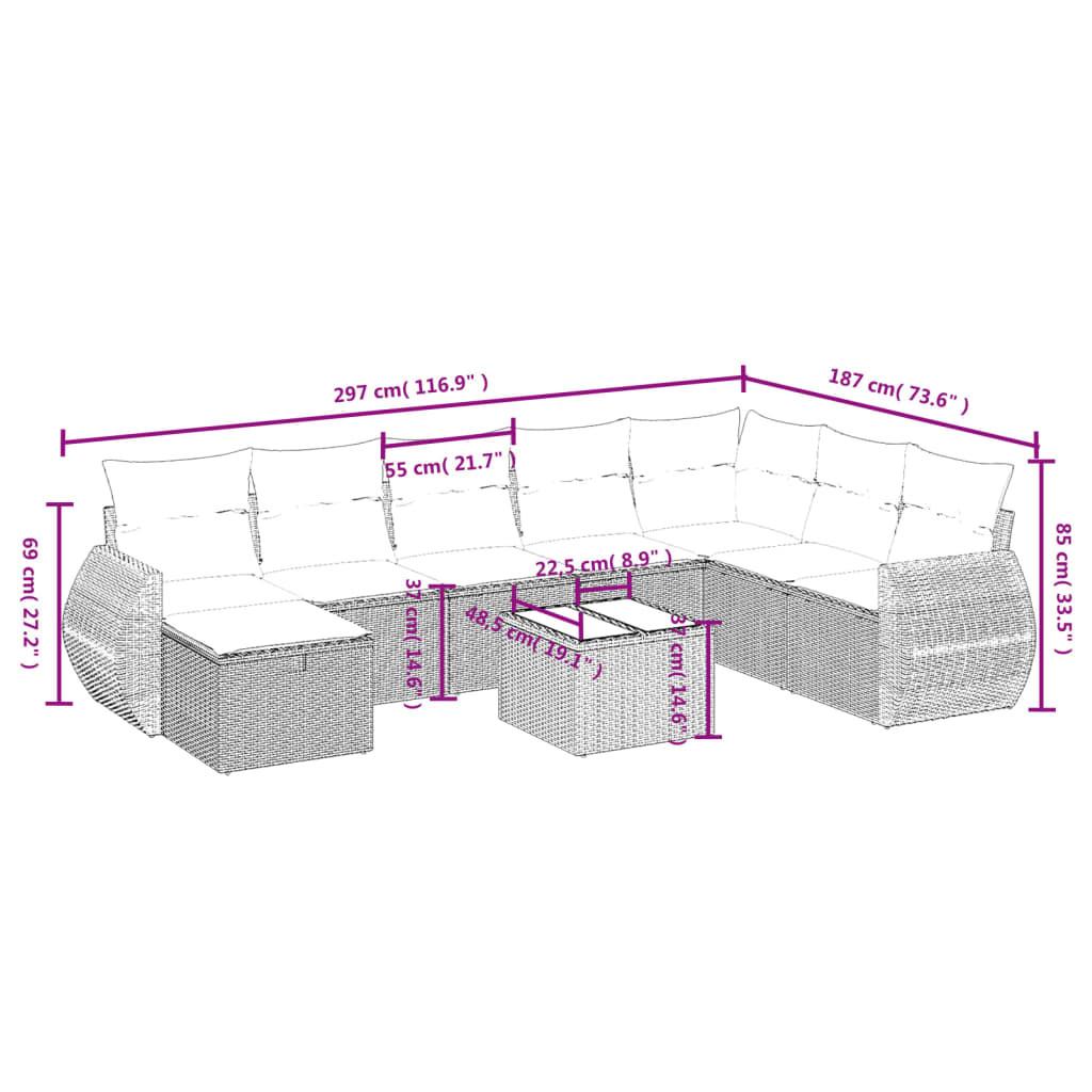 VidaXL set divano da giardino Polirattan  