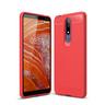 Cover-Discount  Nokia 3.1 Plus - Housse métal look carbone en caoutchouc Rouge
