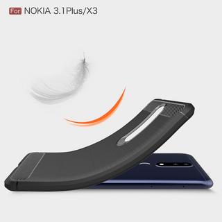 Cover-Discount  Nokia 3.1 Plus - Metall Carbon Look Gummi Hülle 