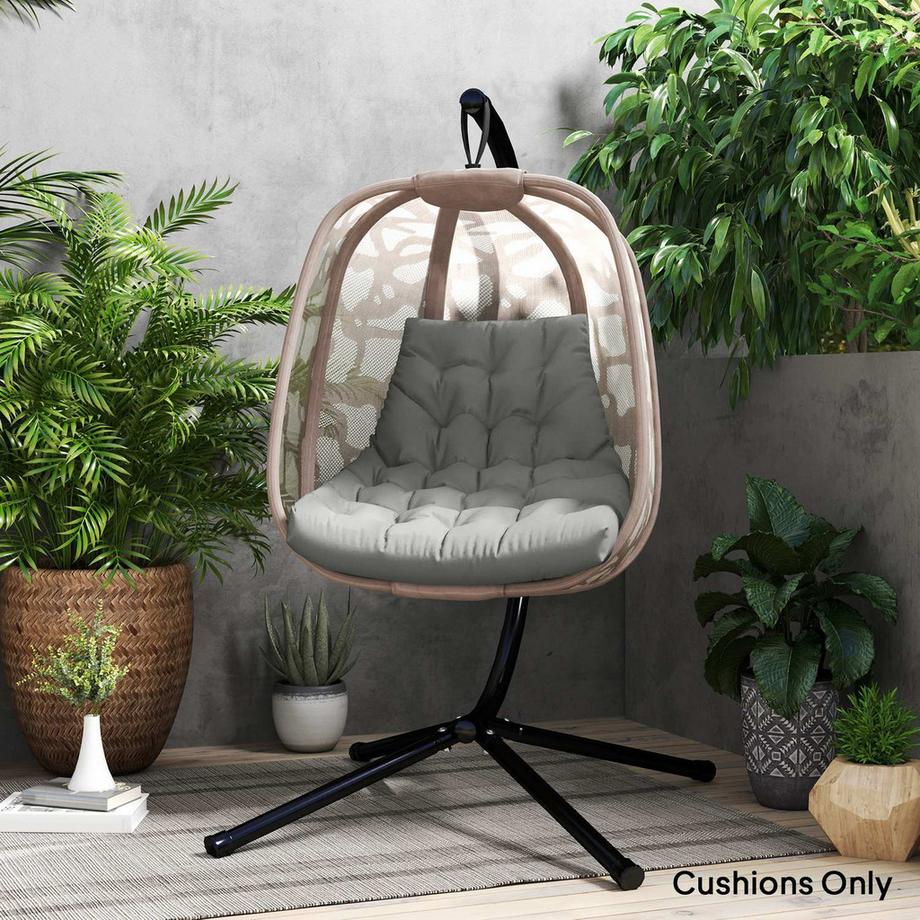 Northio Sitzkissen, 120x100 cm Stuhlkissen mit Rückenlehne, 8cm dick Polsterauflage, wasserabweisend Sitzpolster für Schaukelstühle und Hängekörbe, Grau  