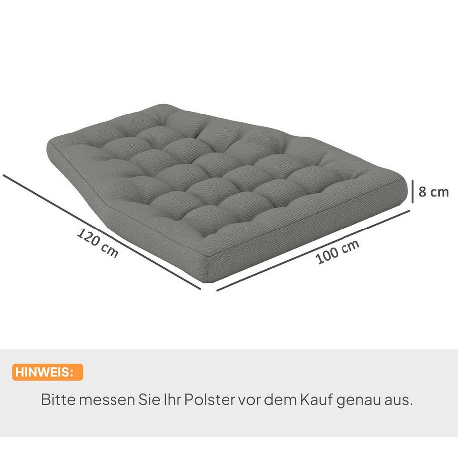 Northio Sitzkissen, 120x100 cm Stuhlkissen mit Rückenlehne, 8cm dick Polsterauflage, wasserabweisend Sitzpolster für Schaukelstühle und Hängekörbe, Grau  