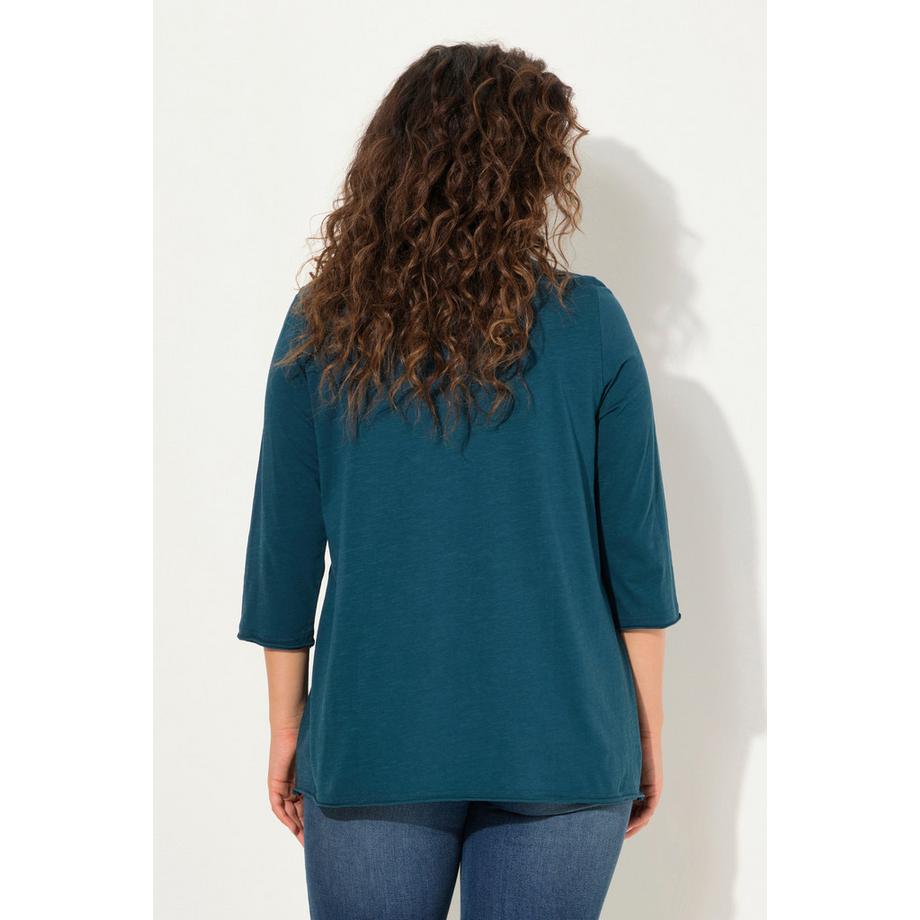 Ulla Popken Motif Cœur Coupe Évasée Col V Manches Longues T-shirt  