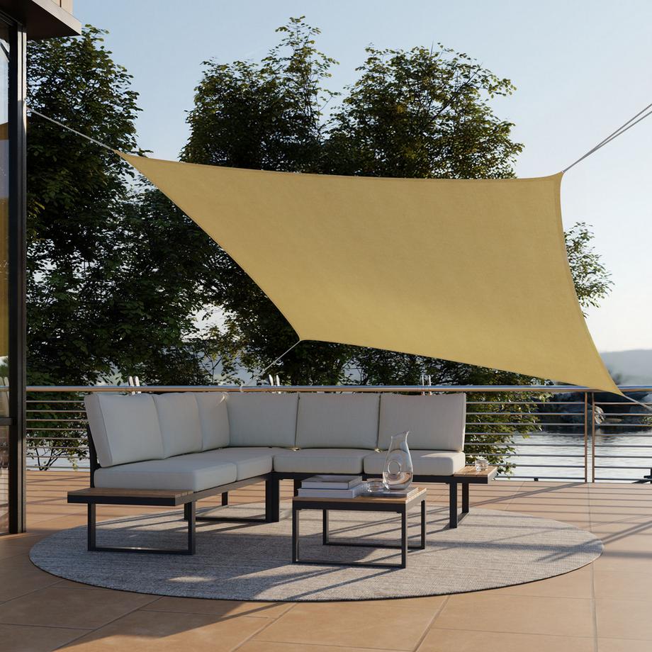 Tectake Sonnensegel Sunny HDPE mit 185 g/m² und 87 % UV-Schutz wasserabweisend, atmungsaktiv und reißfest  