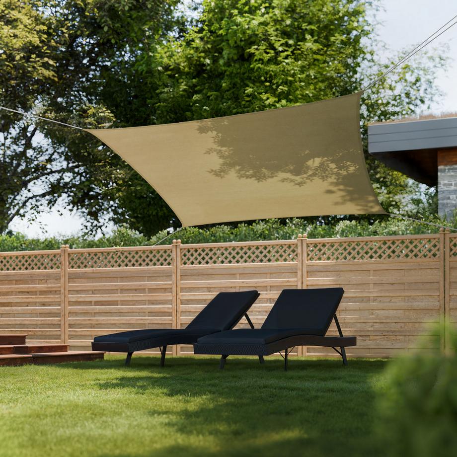 Tectake Sonnensegel Sunny HDPE mit 185 g/m² und 87 % UV-Schutz wasserabweisend, atmungsaktiv und reißfest  