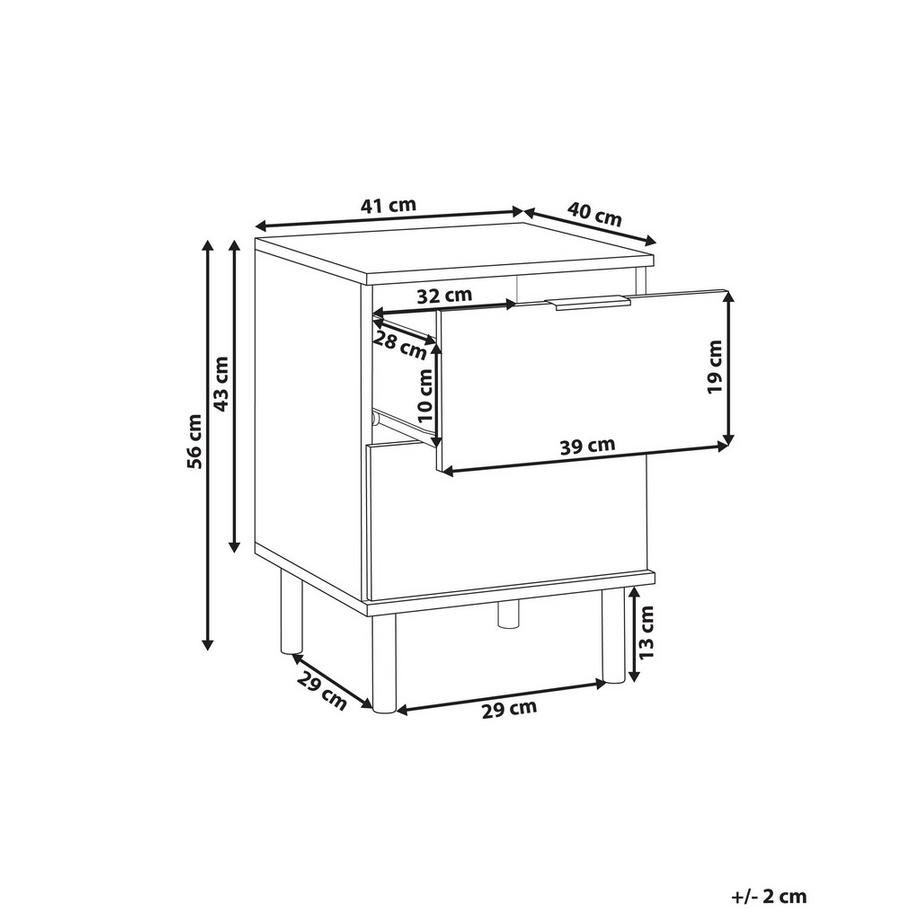 Beliani Comodino 2 cassetti en Pannello di fibre (LDF)  WALPOLE  