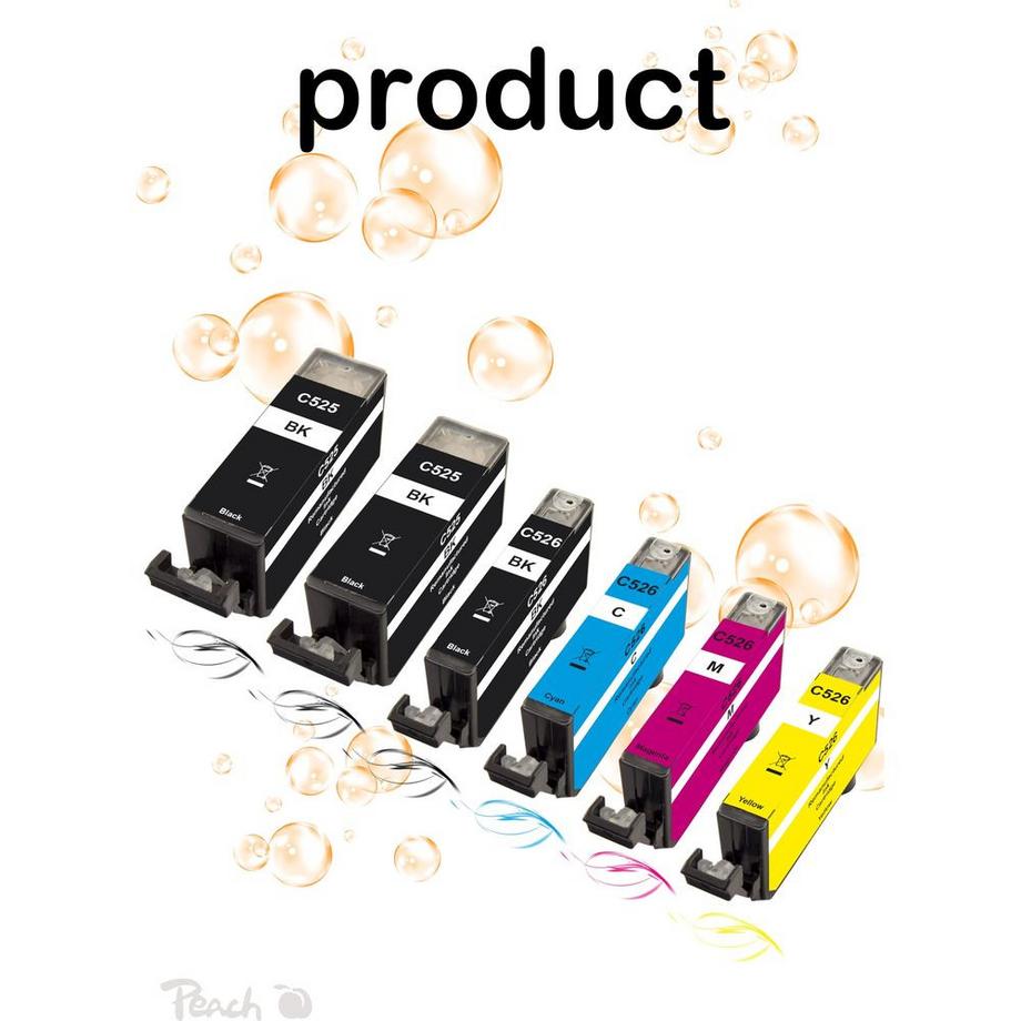 Peach  Tinte PGI-525CLI-526, Multi-Plus BlackCyanMagentaYellow 