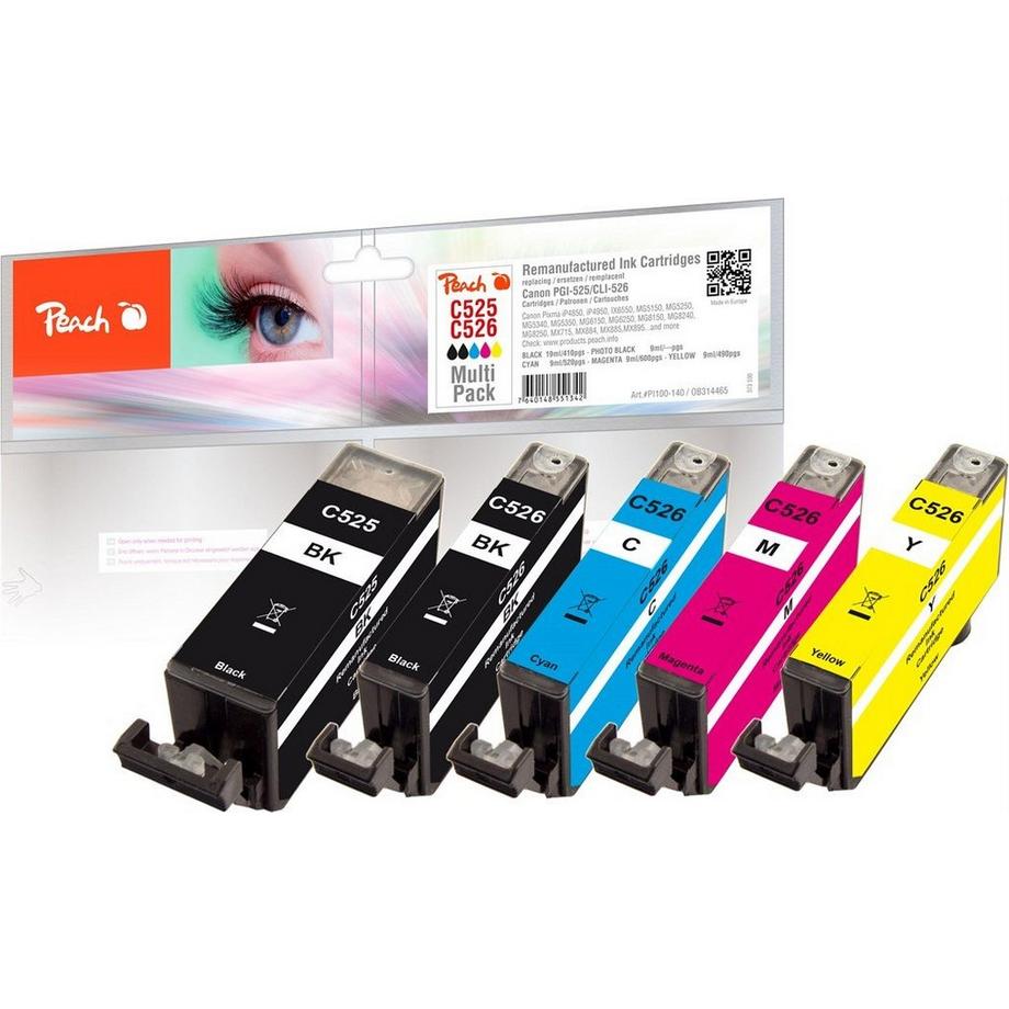 Peach  Tinte PGI-525CLI-526, Multi-Plus BlackCyanMagentaYellow 