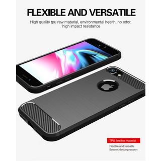 Cadorabo  Hülle für Apple iPhone 7  7S  8 TPU Silikon Edelstahl-Karbonfaser Optik 