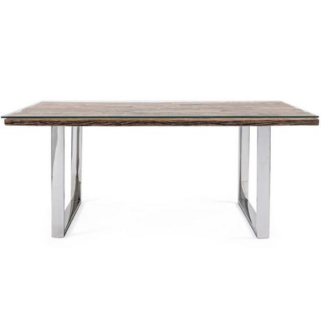 mutoni Table en bois massif avec verre Stanton 180x90  