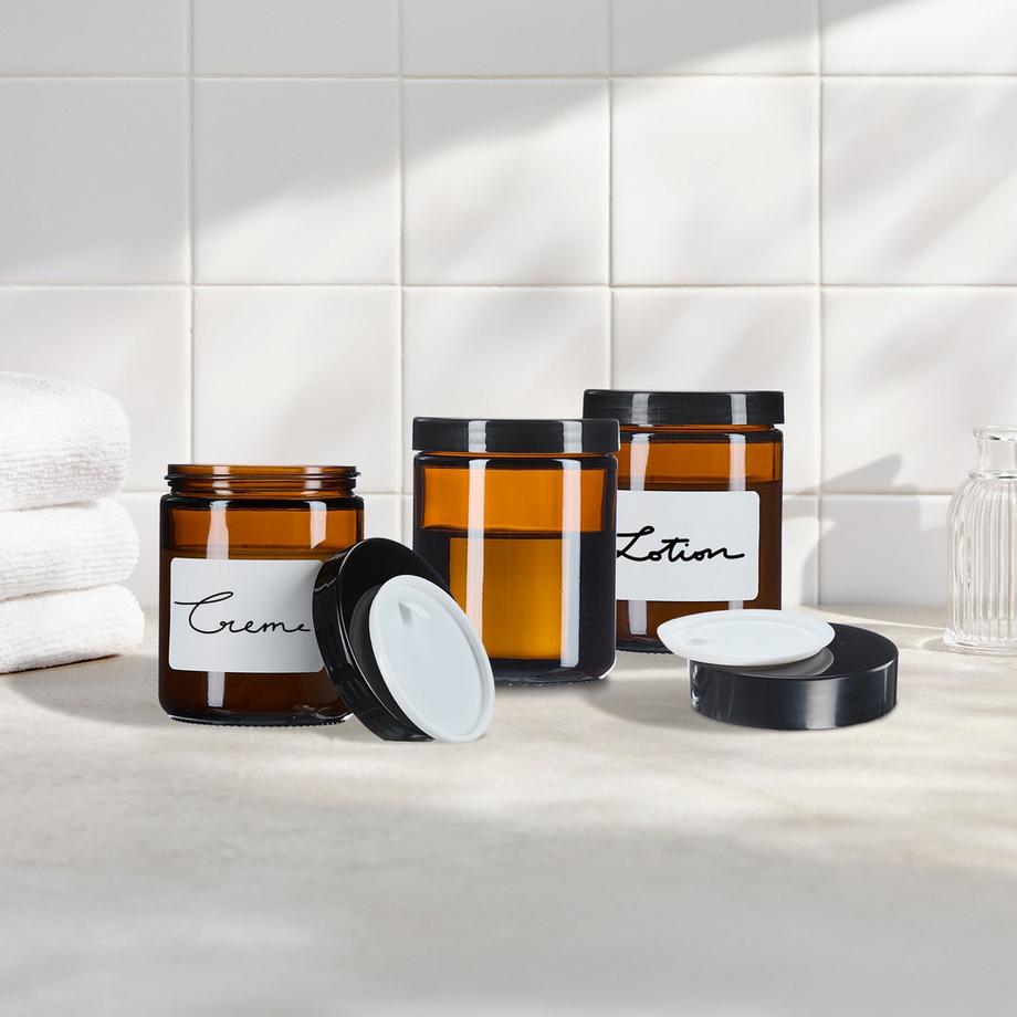 Northix Vasetti per crema in vetro ambrato, set da 12  