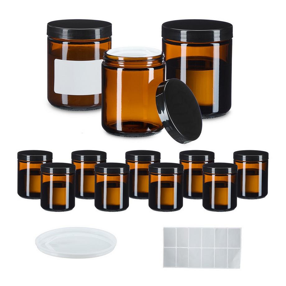 Vasetti per crema in vetro ambrato, set da 12