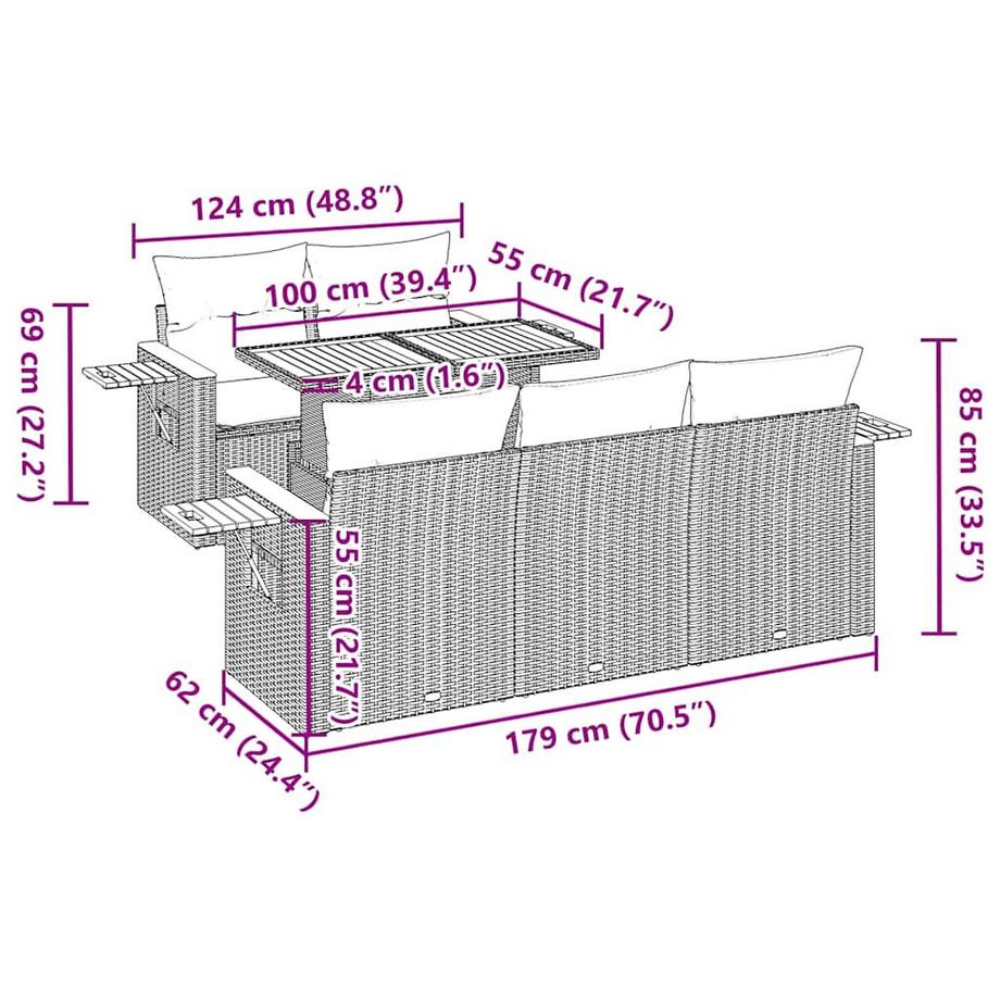 VidaXL set divano da giardino Polirattan  