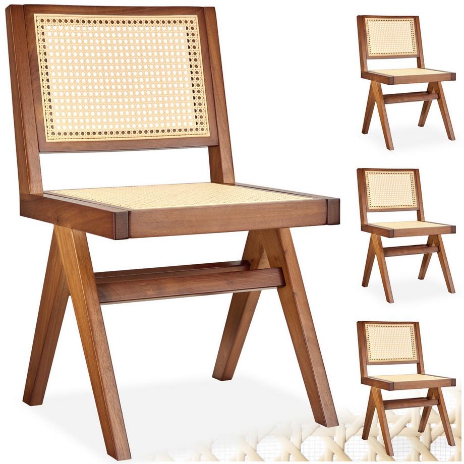 Sedia in legno Lissy con intreccio viennese, stile boho