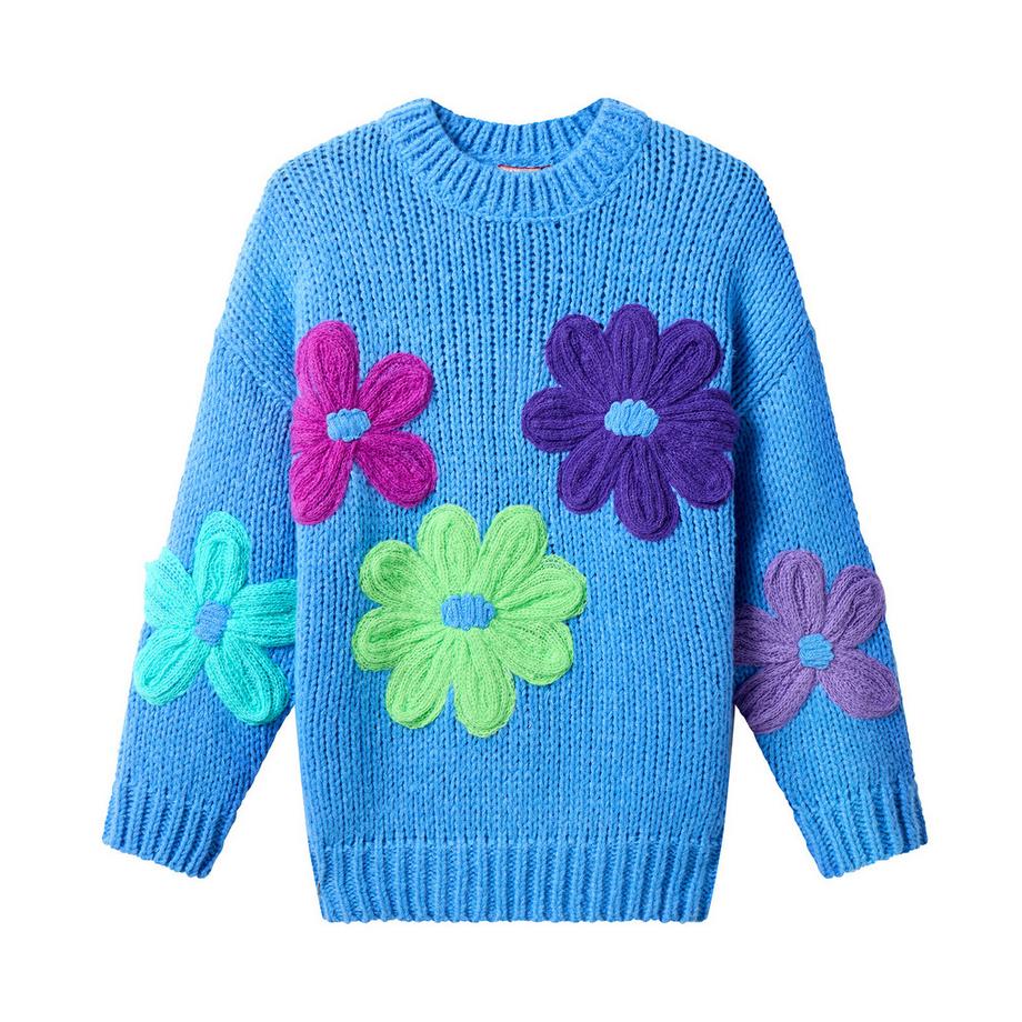 Joe Browns Maglione Lavorato a Maglia Grossa Applicazioni Floreali Colorate Maniche Lunghe  