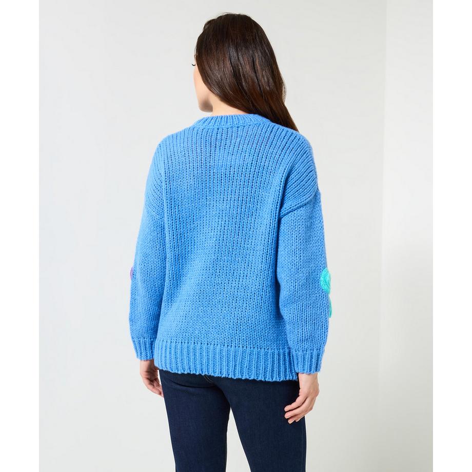 Joe Browns Maglione Lavorato a Maglia Grossa Applicazioni Floreali Colorate Maniche Lunghe  