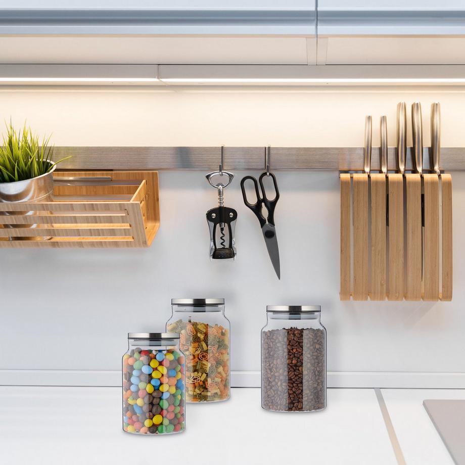 B2X 3er-Set Vorratsgläser mit Deckel 1500 ml  