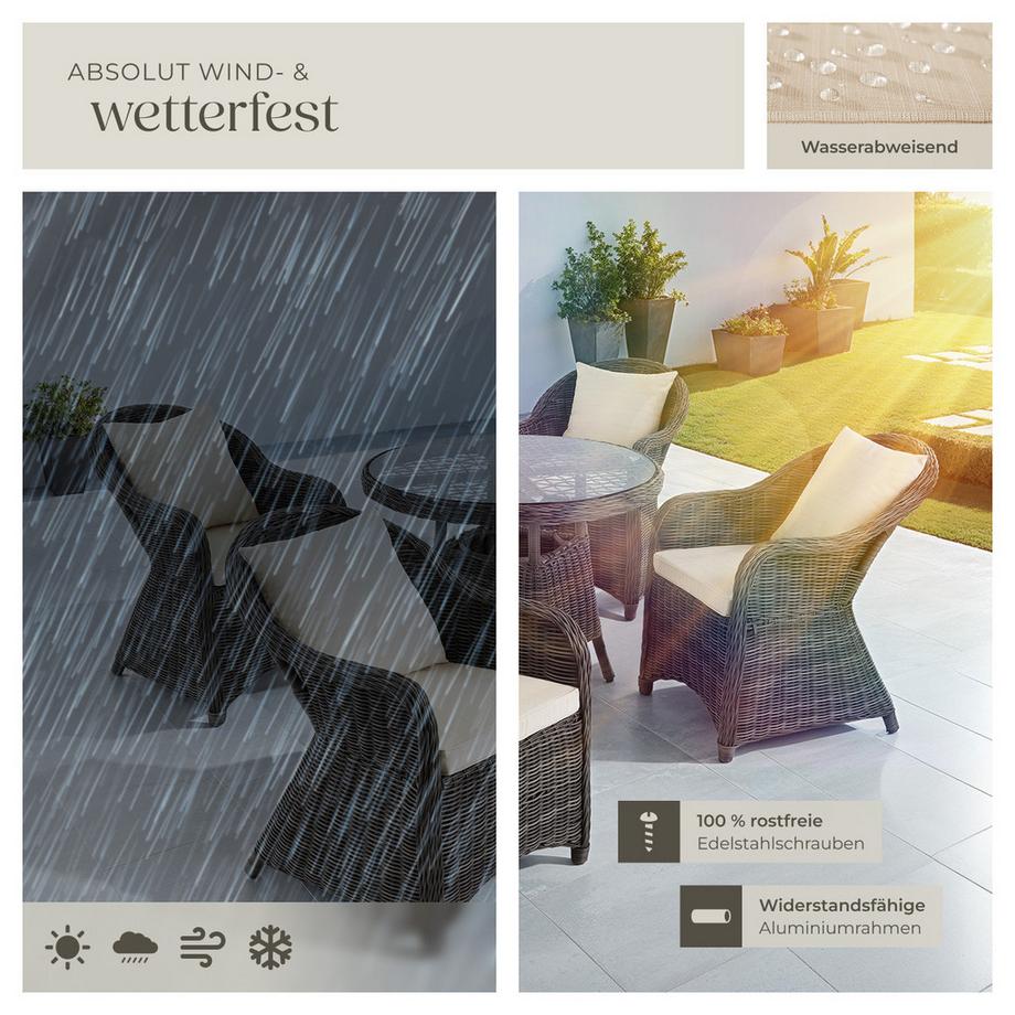 Tectake Salottino in rattan  Zurigo  con telaio in alluminio  