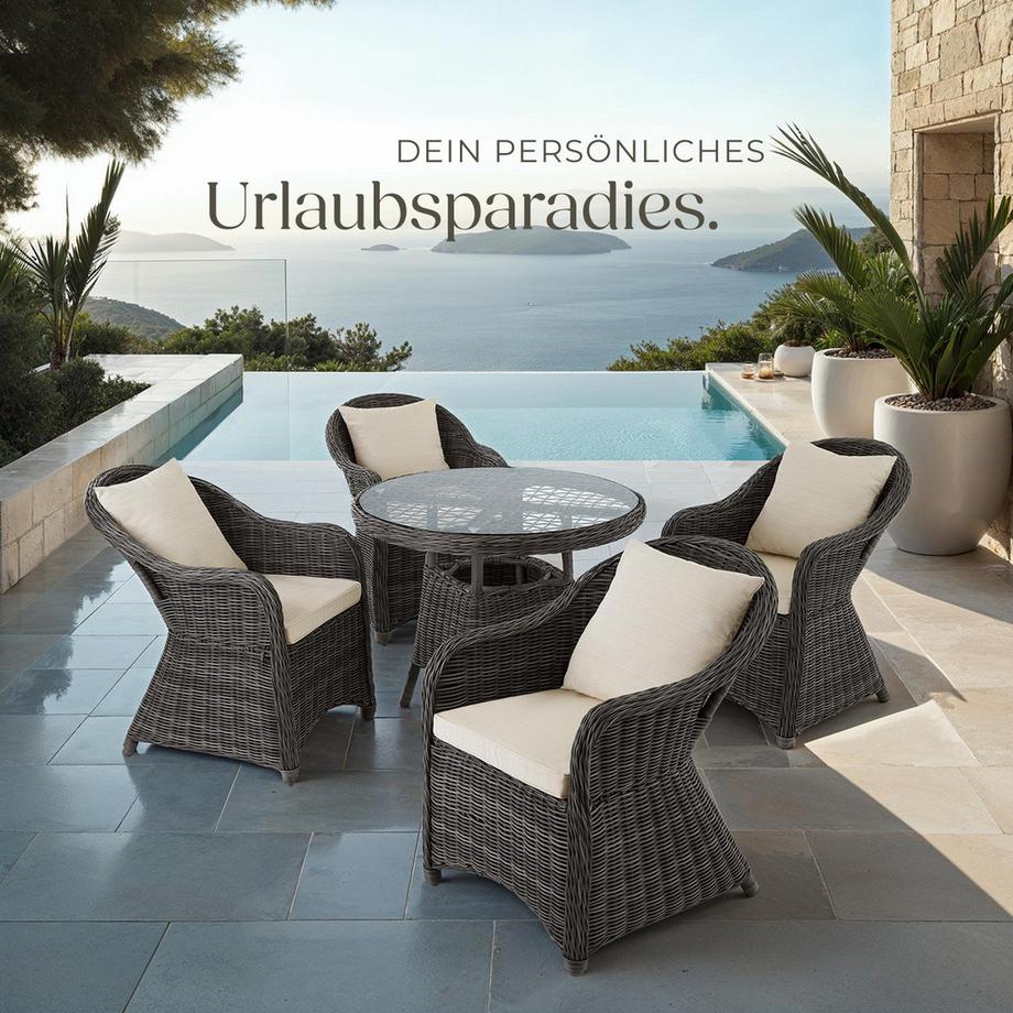 Tectake Salottino in rattan  Zurigo  con telaio in alluminio  