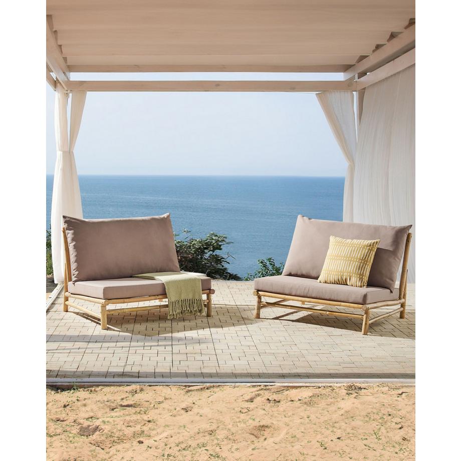 Beliani Set di 2 sedie da giardino con cuscini en Legno di bambù Rustico TODI  