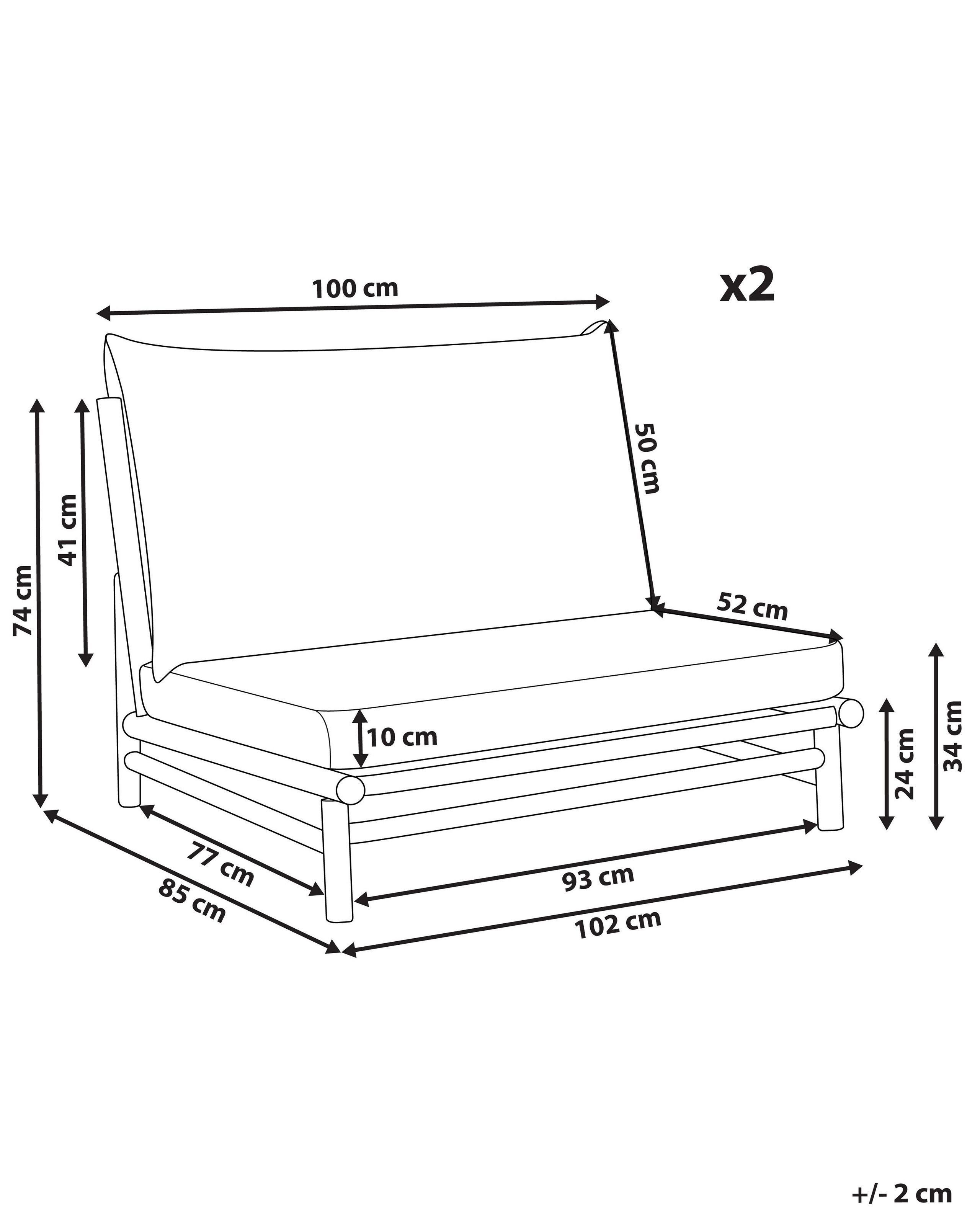 Beliani Lot de 2 chaises de jardin avec coussins en Bambou Rustique TODI  