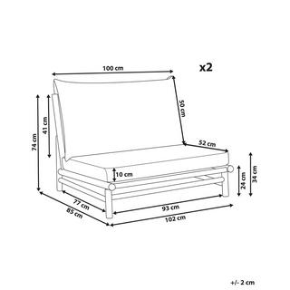 Beliani Lot de 2 chaises de jardin avec coussins en Bambou Rustique TODI  