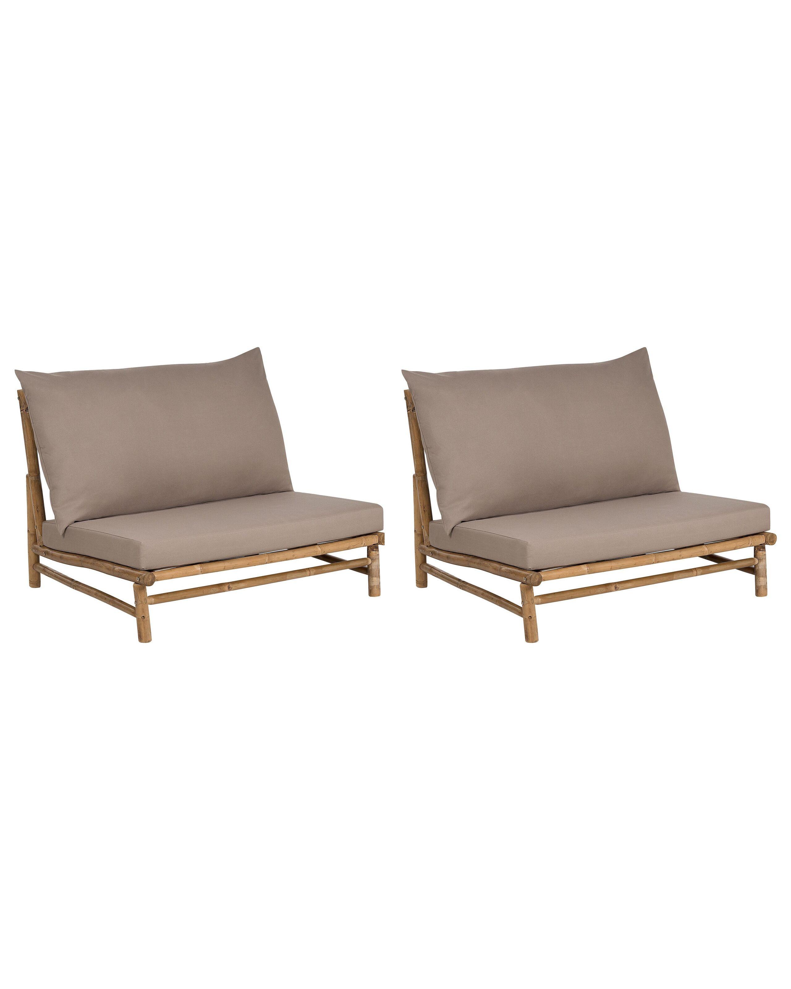 Beliani Lot de 2 chaises de jardin avec coussins en Bambou Rustique TODI  