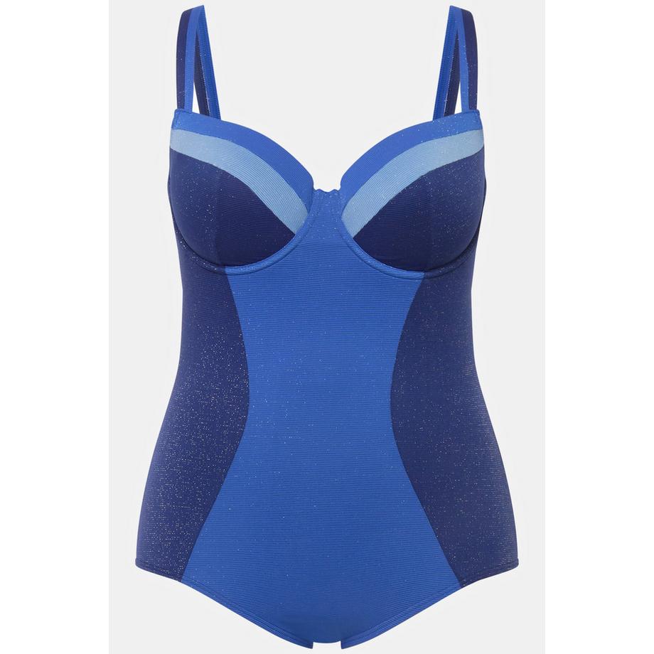 Ulla Popken Glitzer Softcup Bügel Badeanzug  