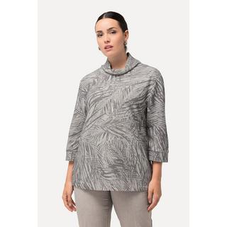 Ulla Popken  Sweatshirt, Federmuster, Boxy Fit, Stehkragen, 3/4-Arm 