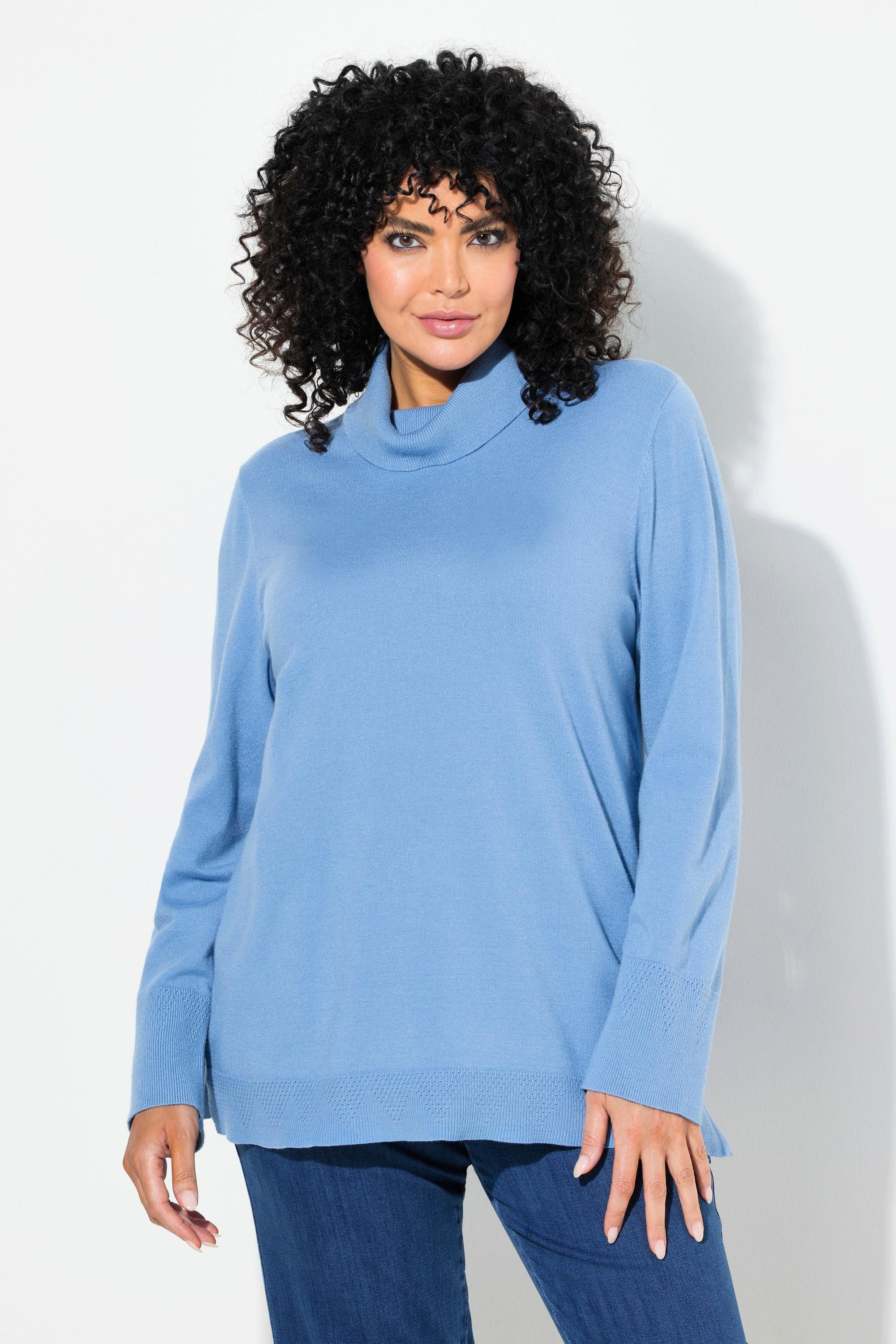 Ulla Popken  Pullover con collo dolcevita, alti orli a costine e maniche lunghe 