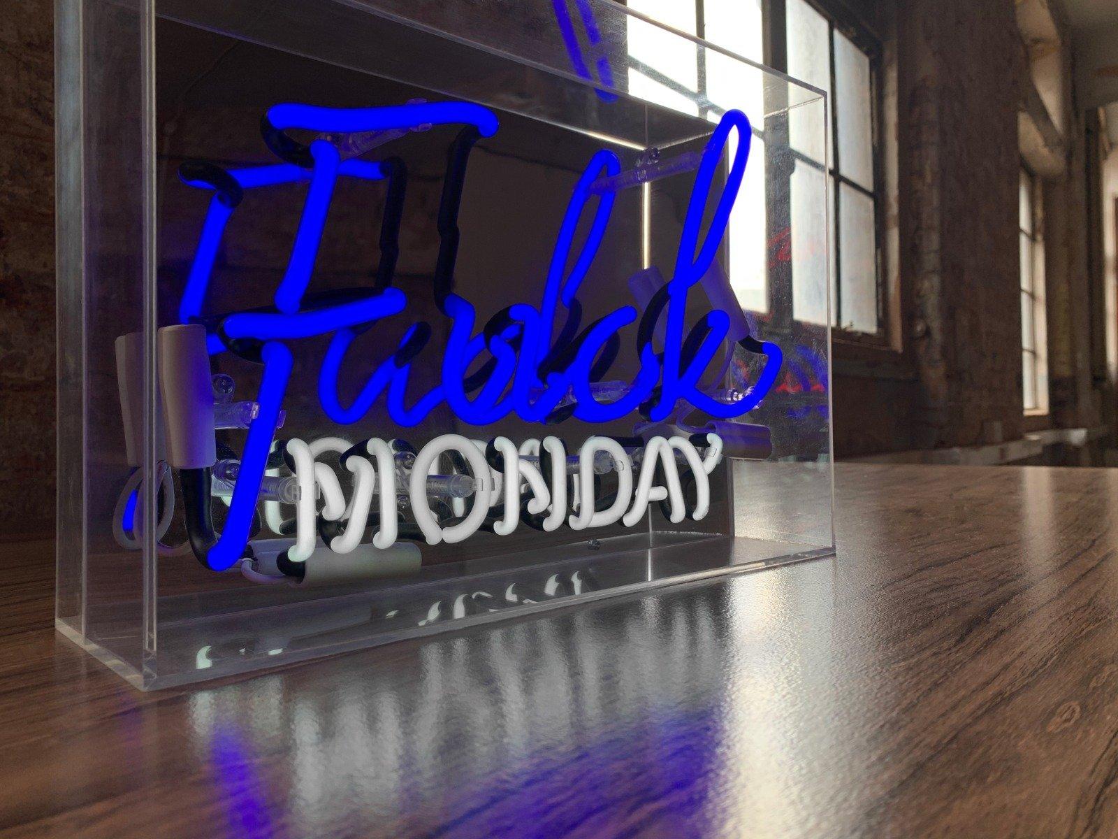 Locomocean Grosse Acryl-Box Neon - F*ck Monday bleu  