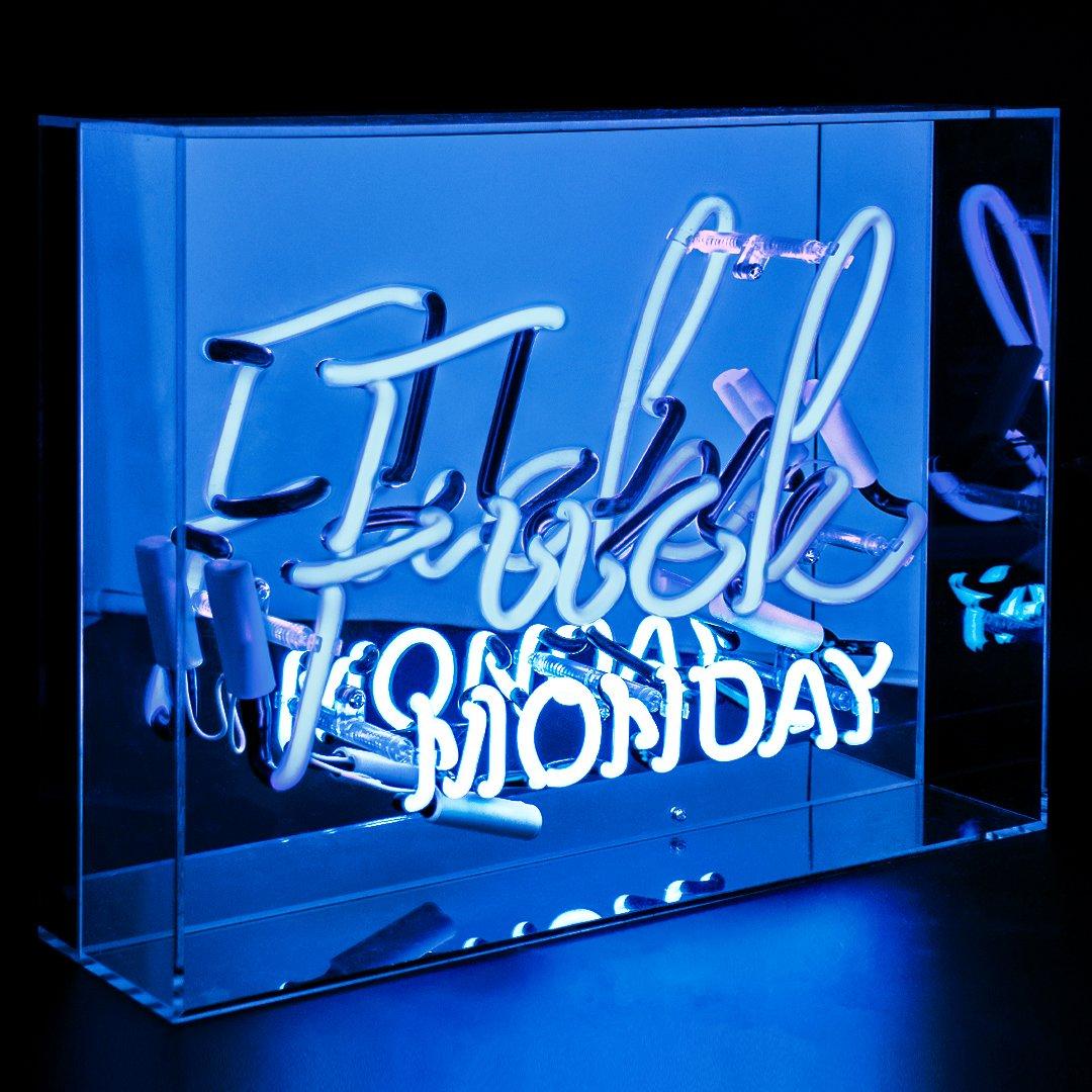 Locomocean Grosse Acryl-Box Neon - F*ck Monday bleu  