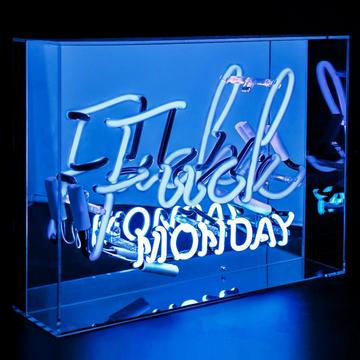 Grosse Acryl-Box Neon - F*ck Monday blau