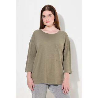 Ulla Popken  Shirt, Oversized, Rundhals, 3/4-Arm, Biobaumwolle 