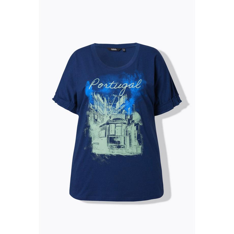 Ulla Popken T-Shirt Oversize Girocollo Mezza Manica Stampa Portogallo  