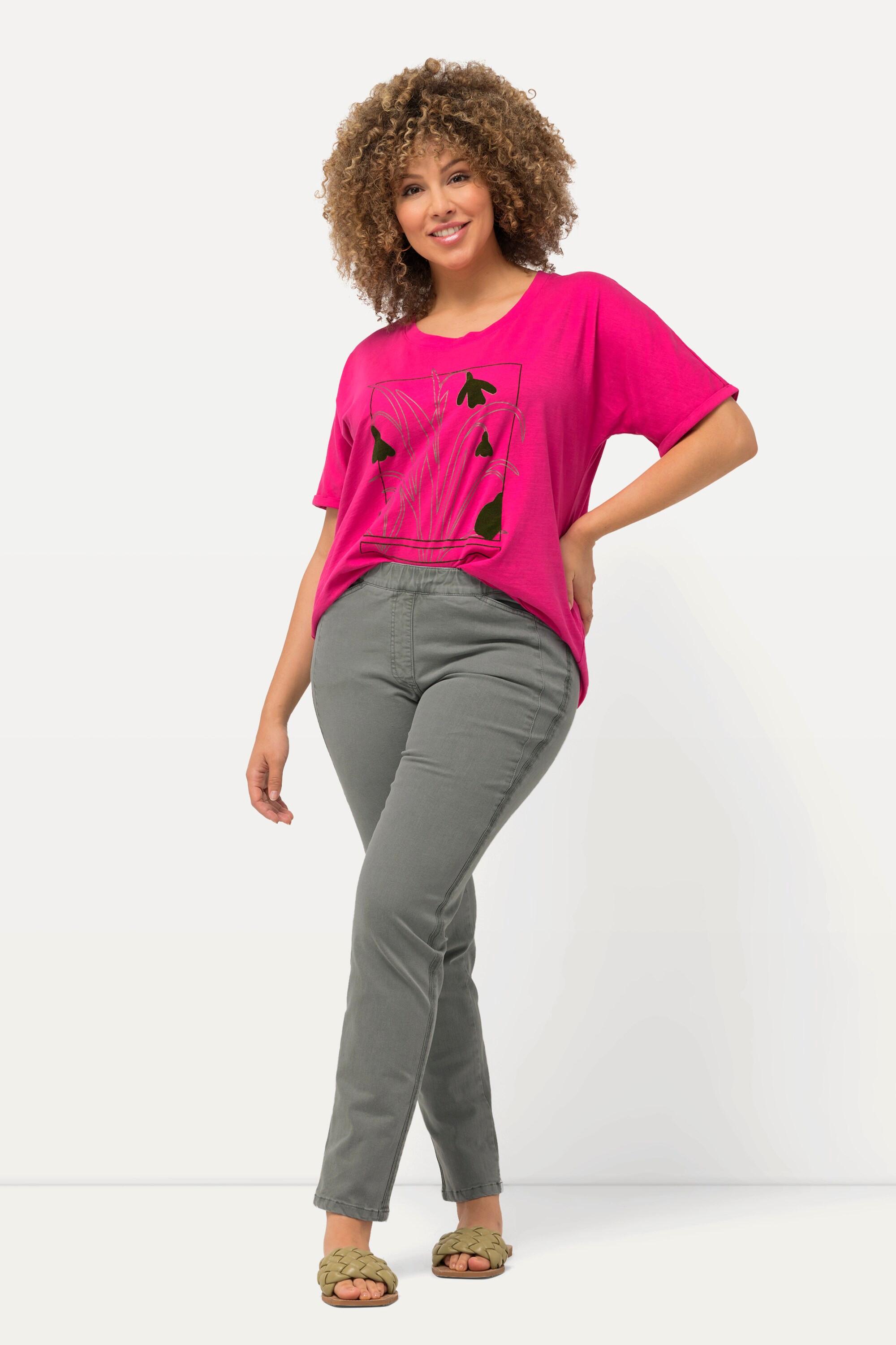 Ulla Popken  Jean Sienna couleur, couture fantaisie, jambe slim, taille élastique 