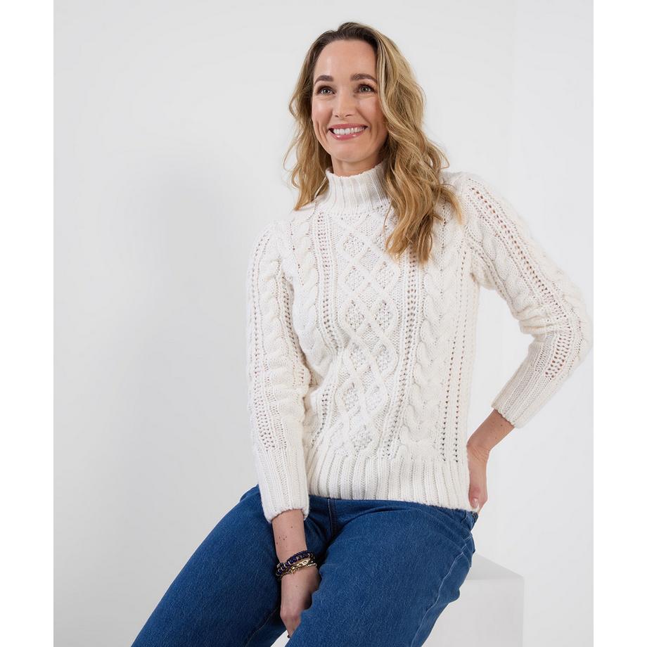 Joe Browns Kuscheliger Zopfstrick-Pullover mit Stehkragen  