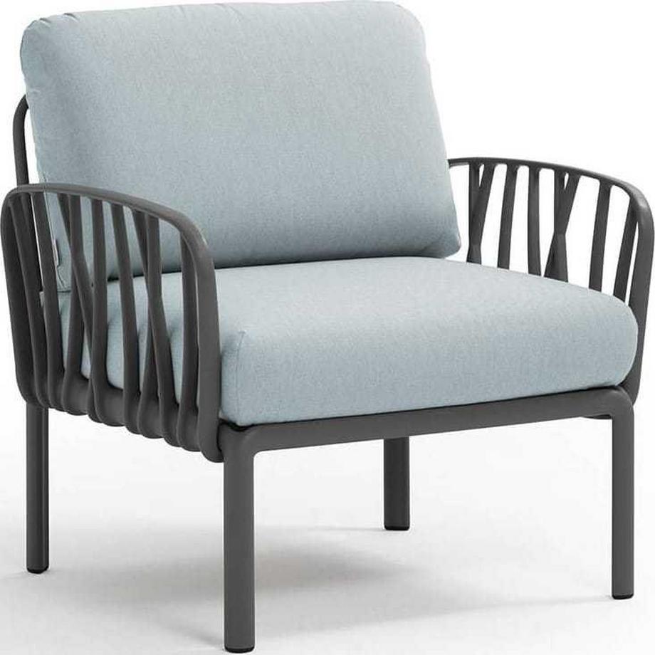 Fauteuil de jardin Komodo anthracite bleu clair