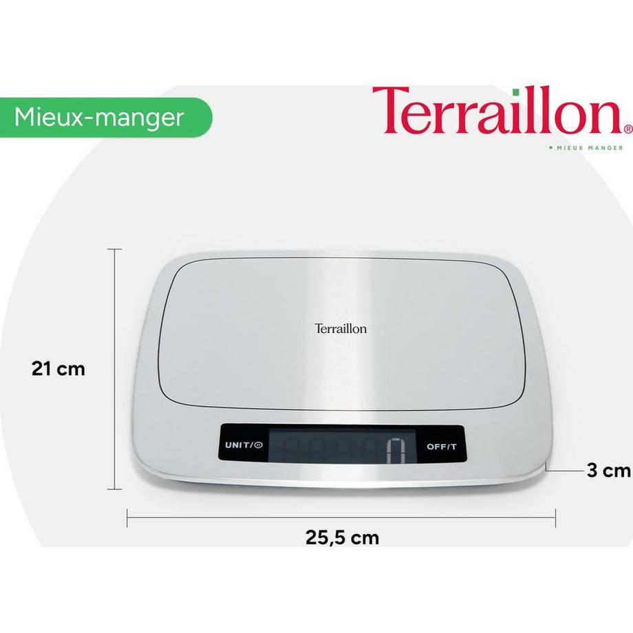 Terraillon Terraillon My Cook 15 Flache Küchenwaage Grau  