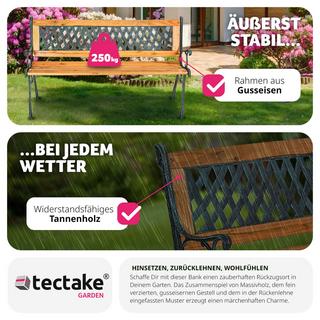 Tectake Banc de jardin TAMARA 2 places 128 x 51 x 73 cm  