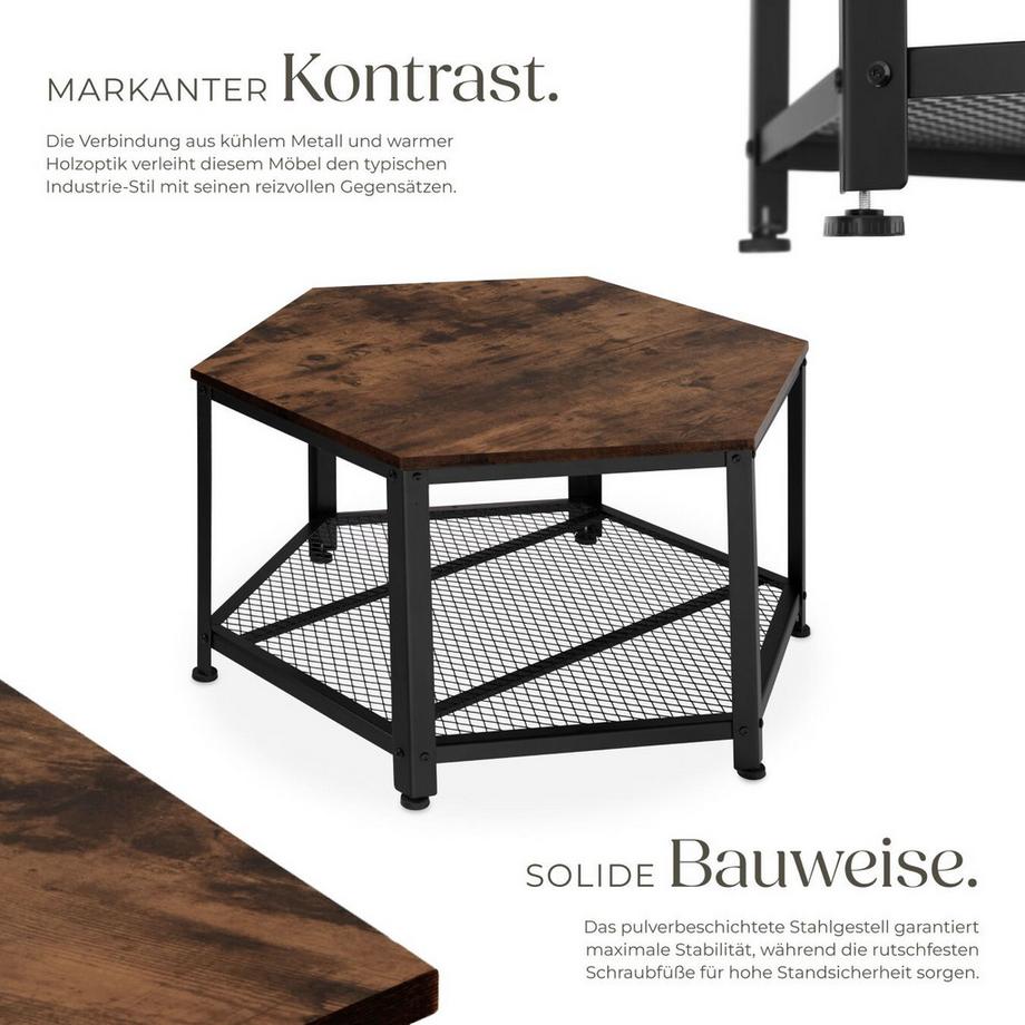 Tectake Couchtisch Norwich Industrial Style Holz und Stahl  