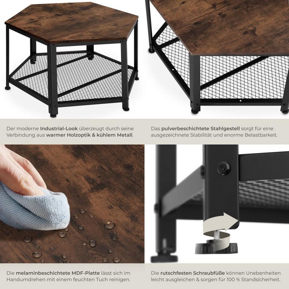 Tectake Couchtisch Norwich Industrial Style Holz und Stahl  